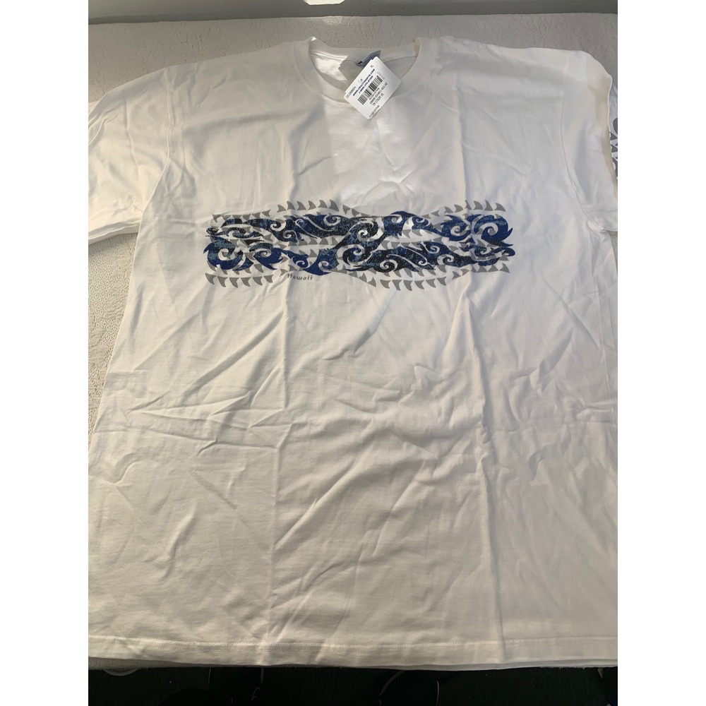 Crazy Shirts Hawaii White Tribal Wave Graphic T-Shirt XL NWT OOP 08898-000801